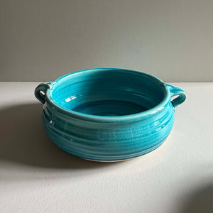 Rounded Bowl w Handles - Turquoise