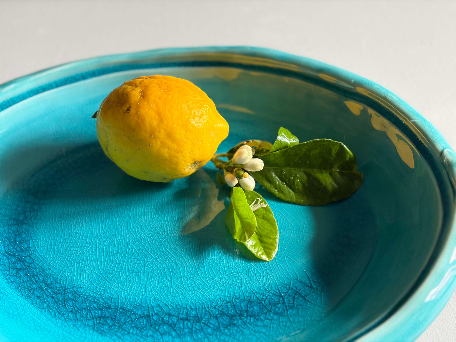 Oval Dish w Handles - Turquoise